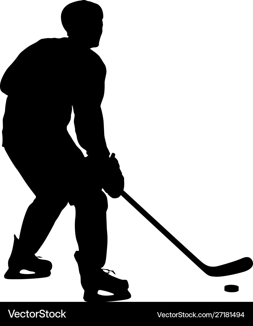 Silhouette hockey player on white background Silhouette hockey player on white background vector image