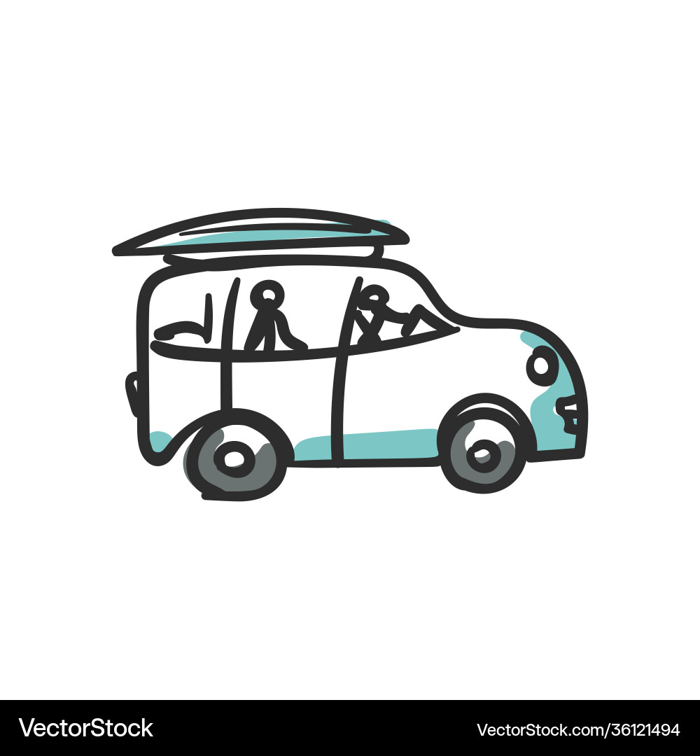 Simple car doodle road trip cartoon isolated Simple car doodle road trip cartoon isolated vector image