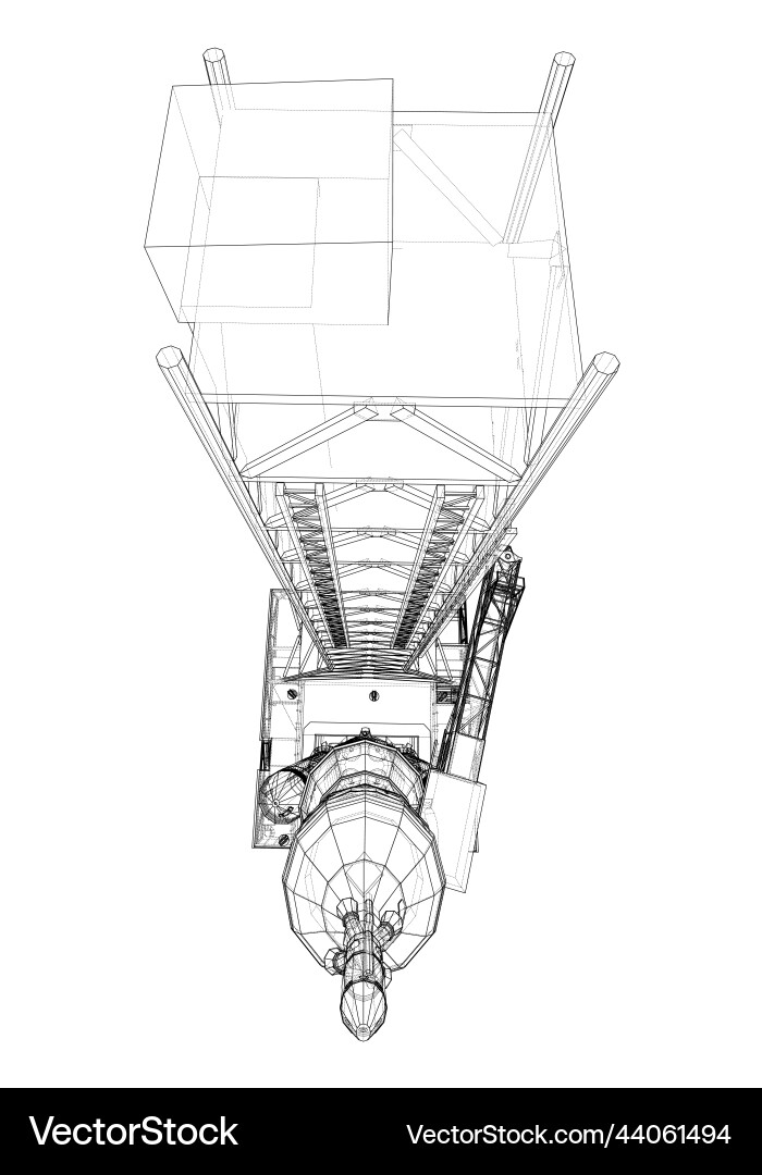 Space rocket on launch pad rendering of 3d Vector Image