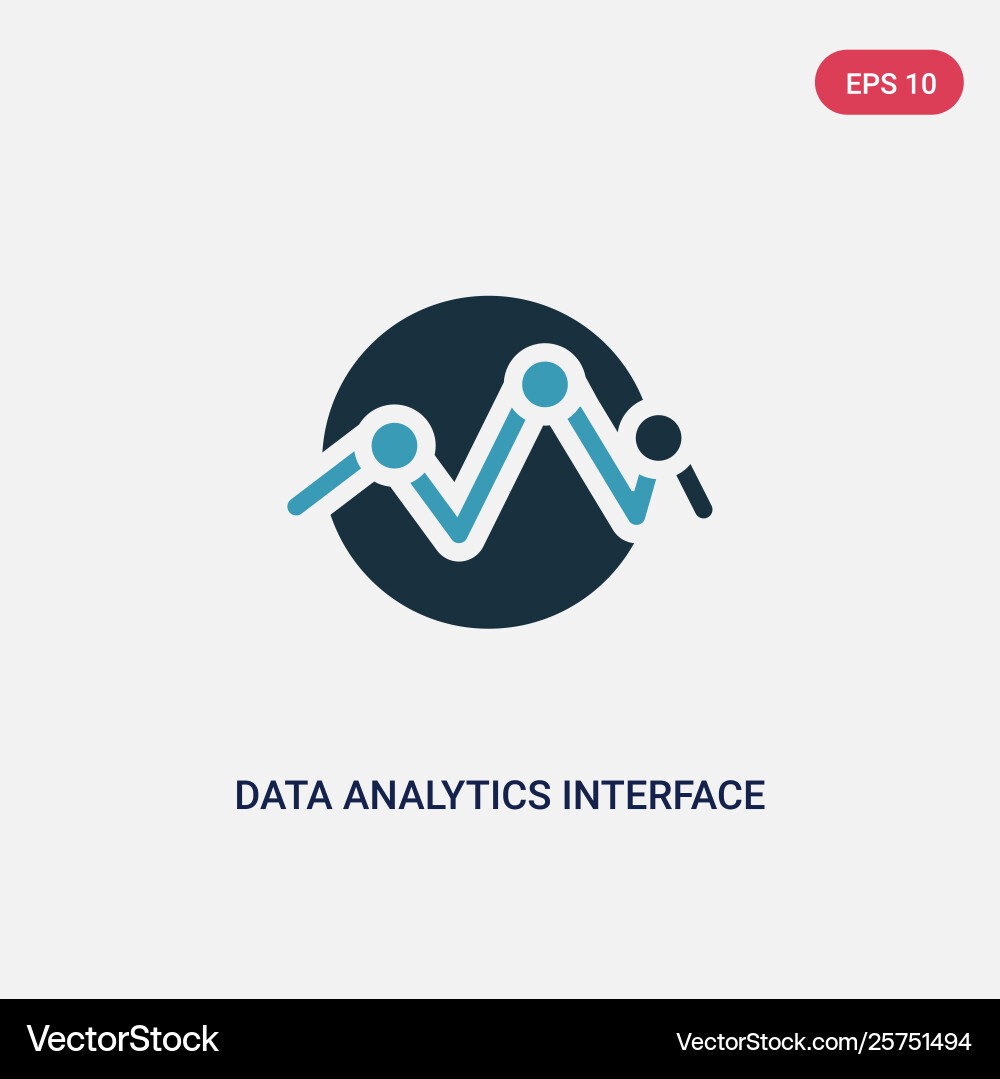 Two color data analytics interface connected vector image