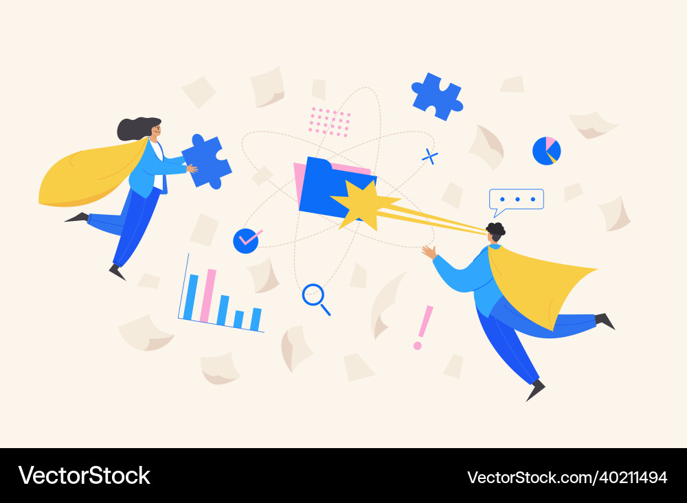 Working with data web template cartoon style vector image