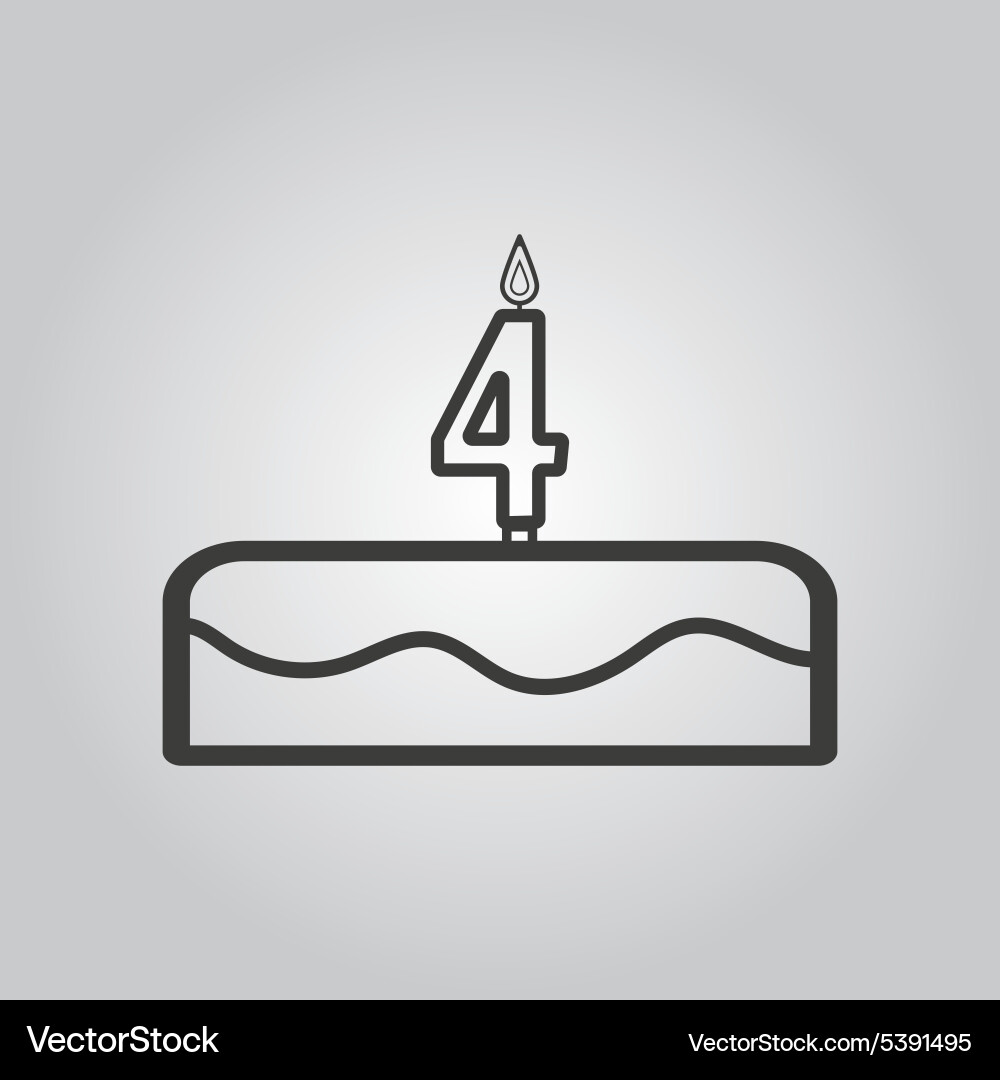 Cake with candles in the form of number 4 icon vector image