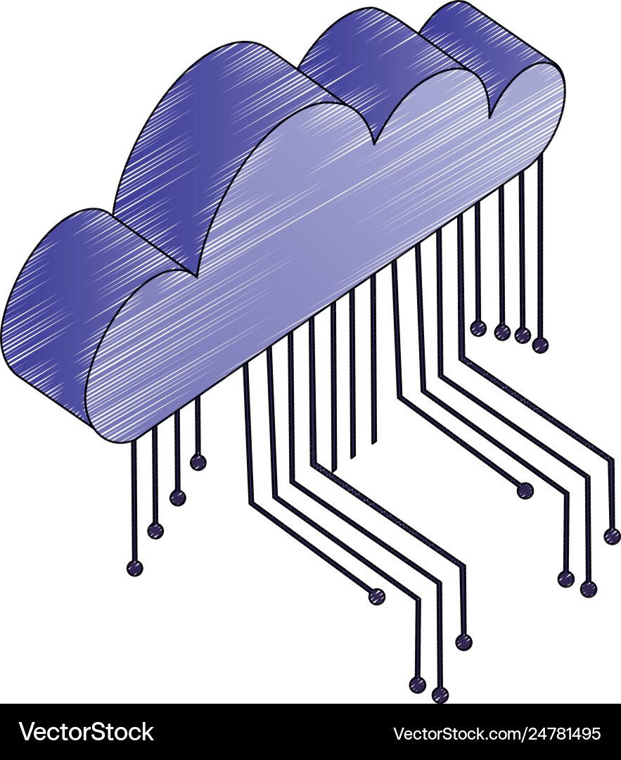 Cloud computing storage circuit digital Cloud computing storage circuit digital vector image