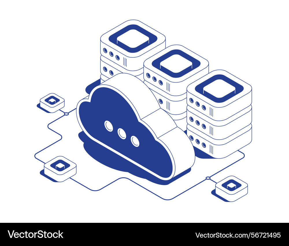 Cloud hosting concept with server racks Cloud hosting concept with server racks vector image