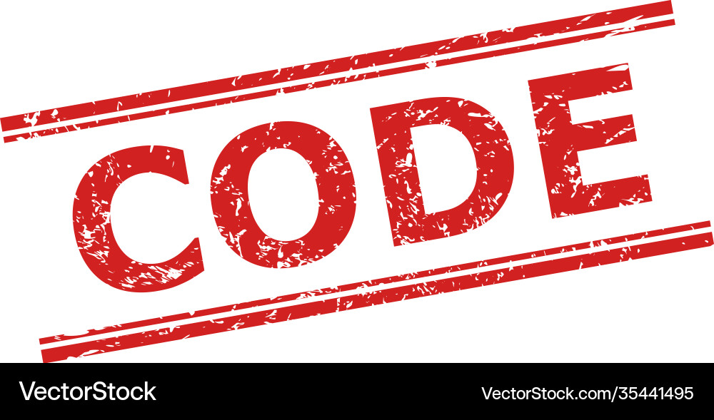 Code seal with scratched texture and double Vector Image