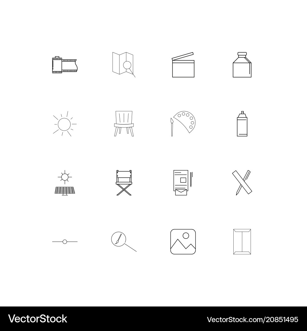 Creative process and design linear thin icons set vector image