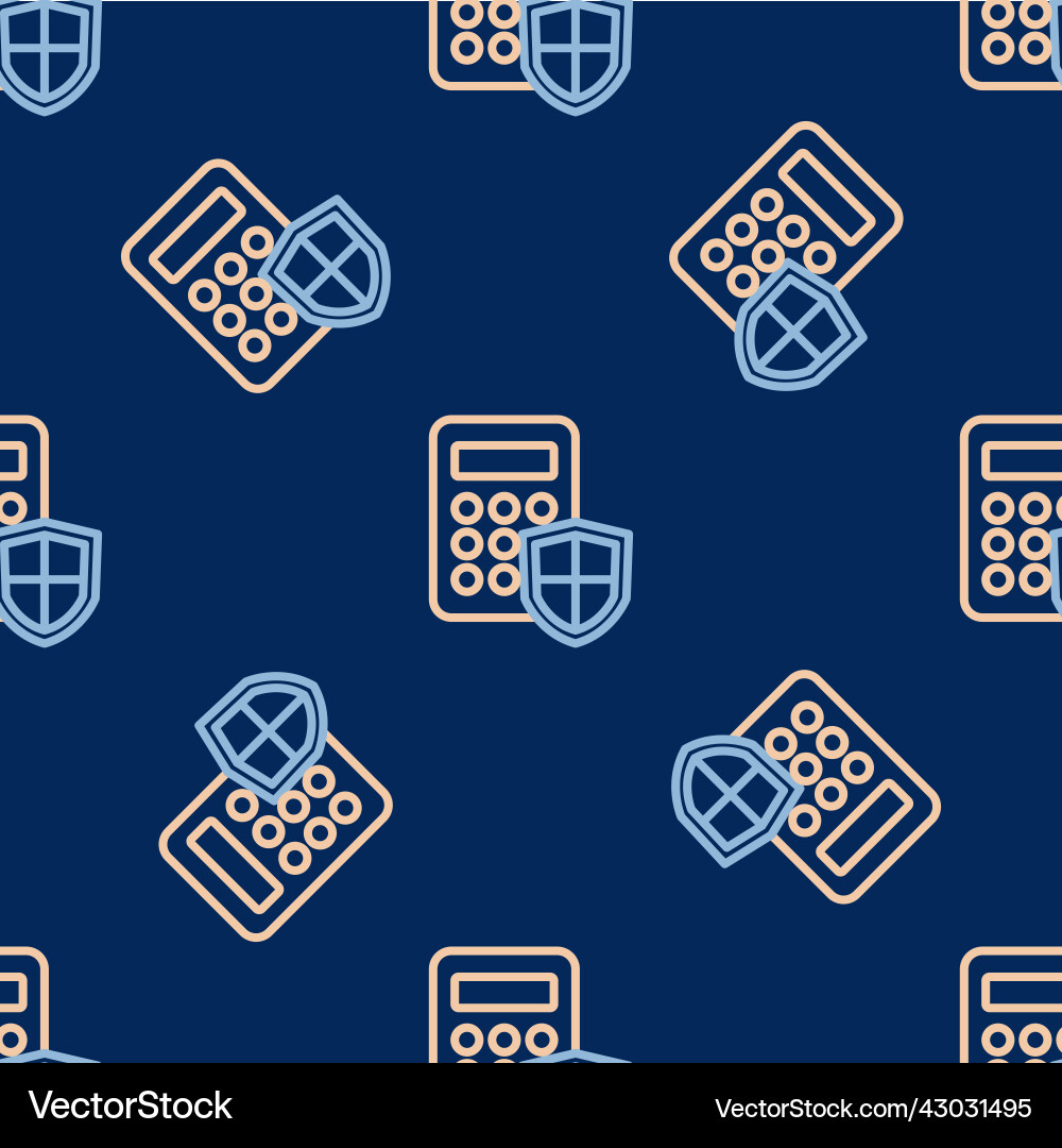 Line security system control panel with display Line security system control panel with display vector image
