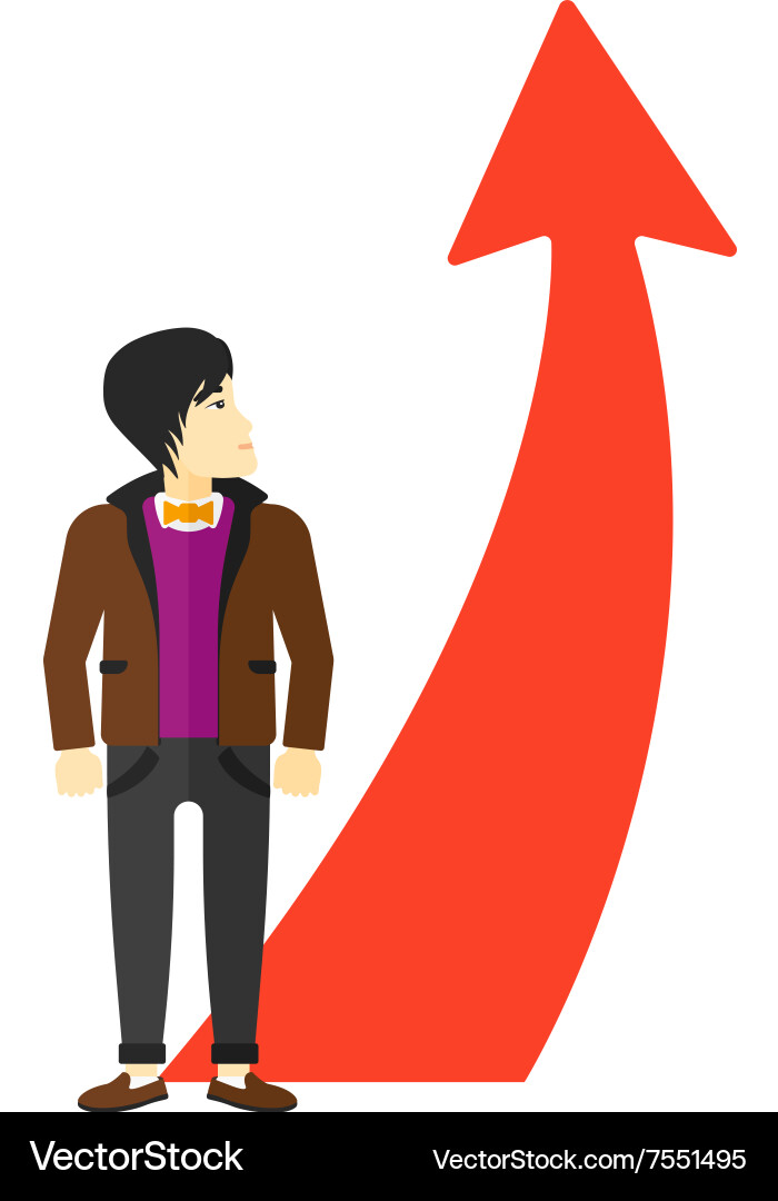 Man with arrow going up vector image