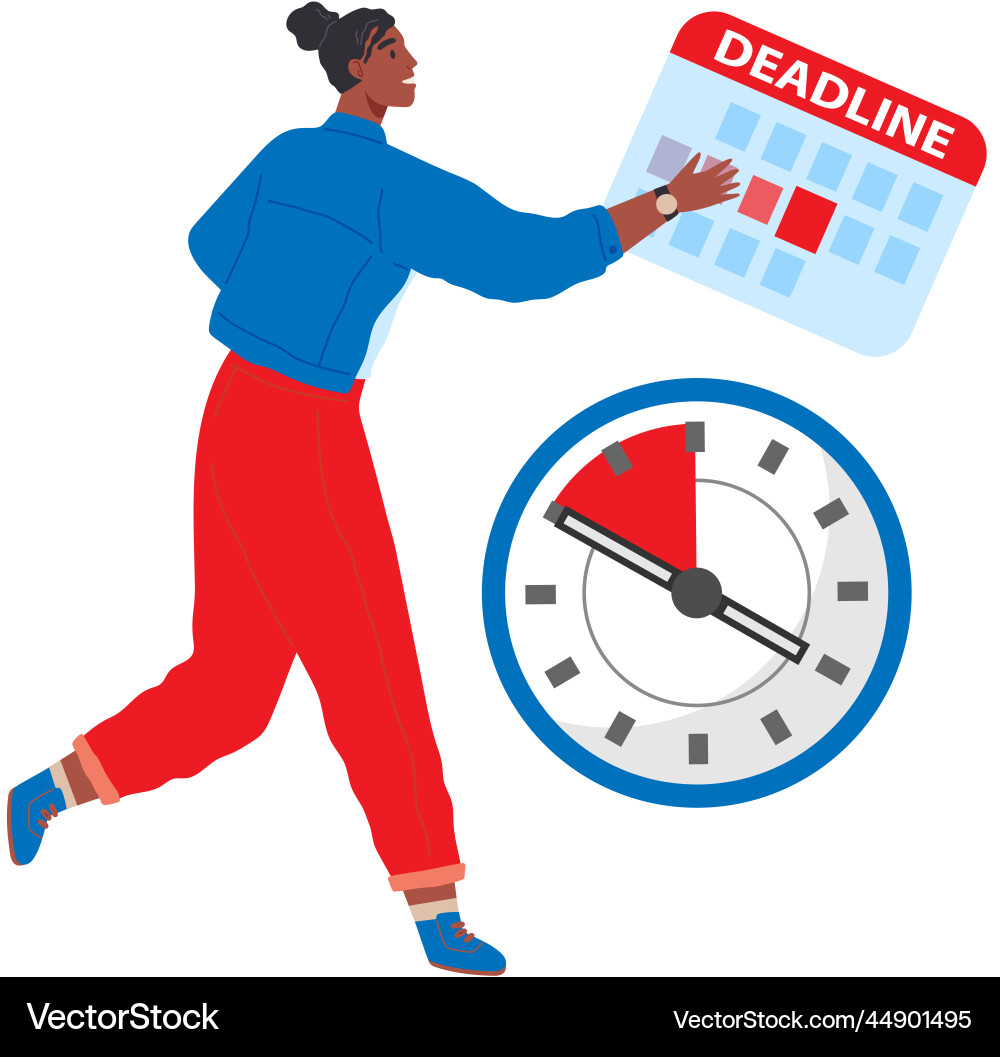 Office worker trying to keep up with schedule Office worker trying to keep up with schedule vector image