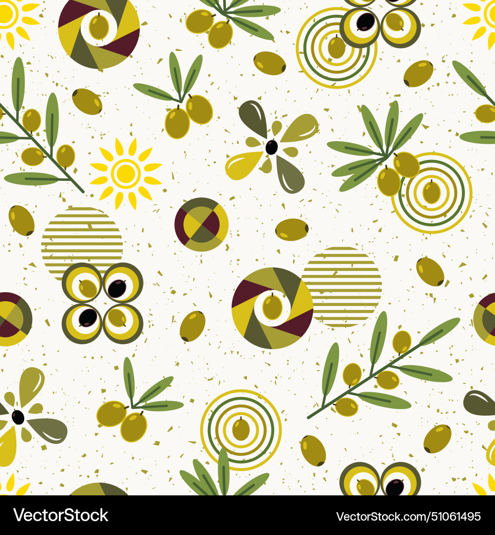 Pattern with olives olive tree branch simple style Pattern with olives olive tree branch simple style Vector Image