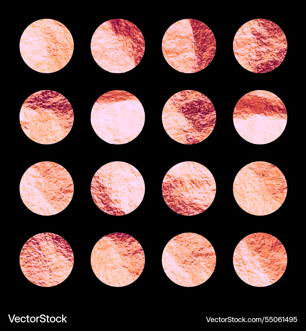 Rose gold foil shiny handmade circles golden Rose gold foil shiny handmade circles golden vector image