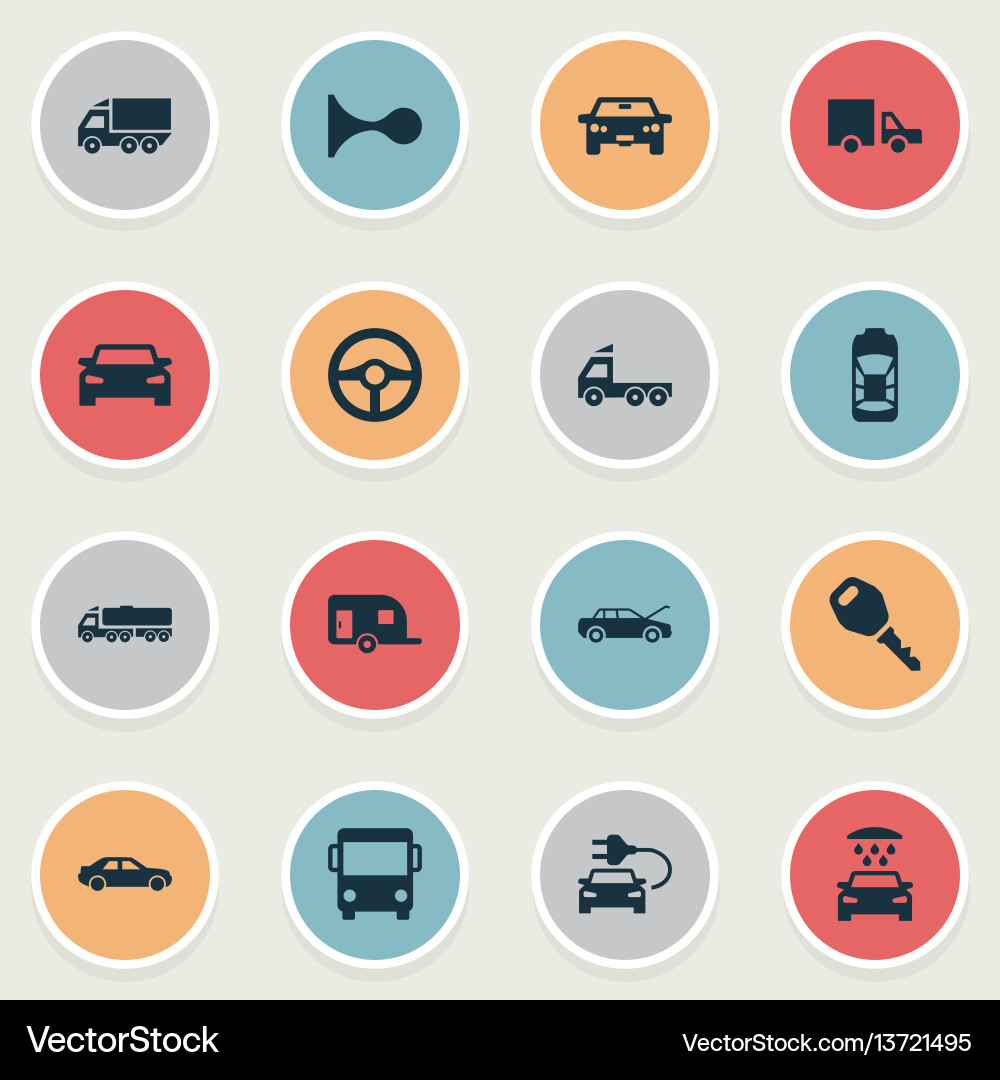 Set of simple automobile icons vector image
