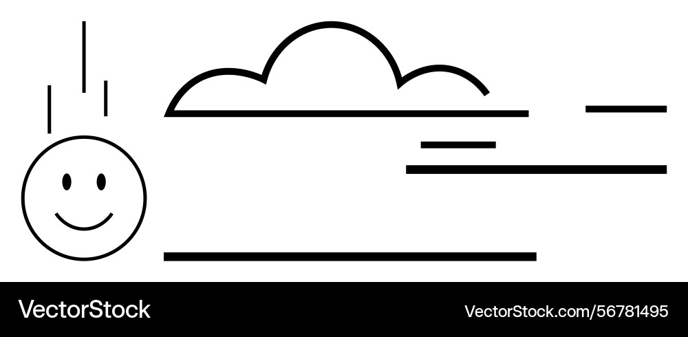 Smiling face descending with a cloud and movement Vector Image
