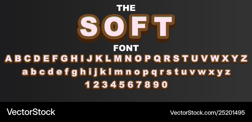 Soft font and alphabet with numbers typography Soft font and alphabet with numbers typography vector image