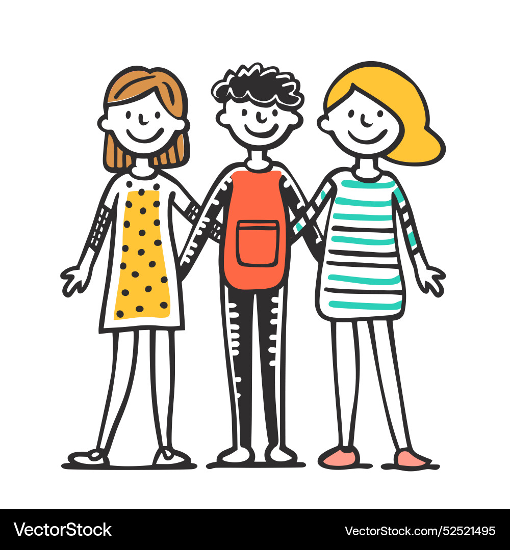 Three children standing together smiling happy Vector Image