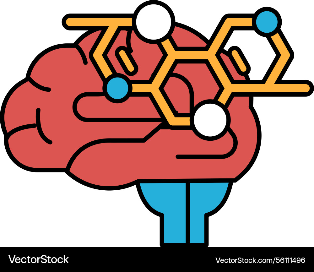 A brain with red and orange color scheme A brain with red and orange color scheme Vector Image