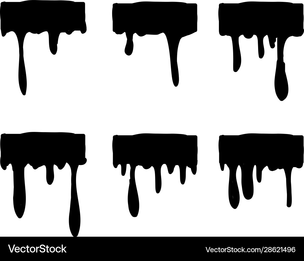 Black dripping oil blob drip drop paint or sauce vector image