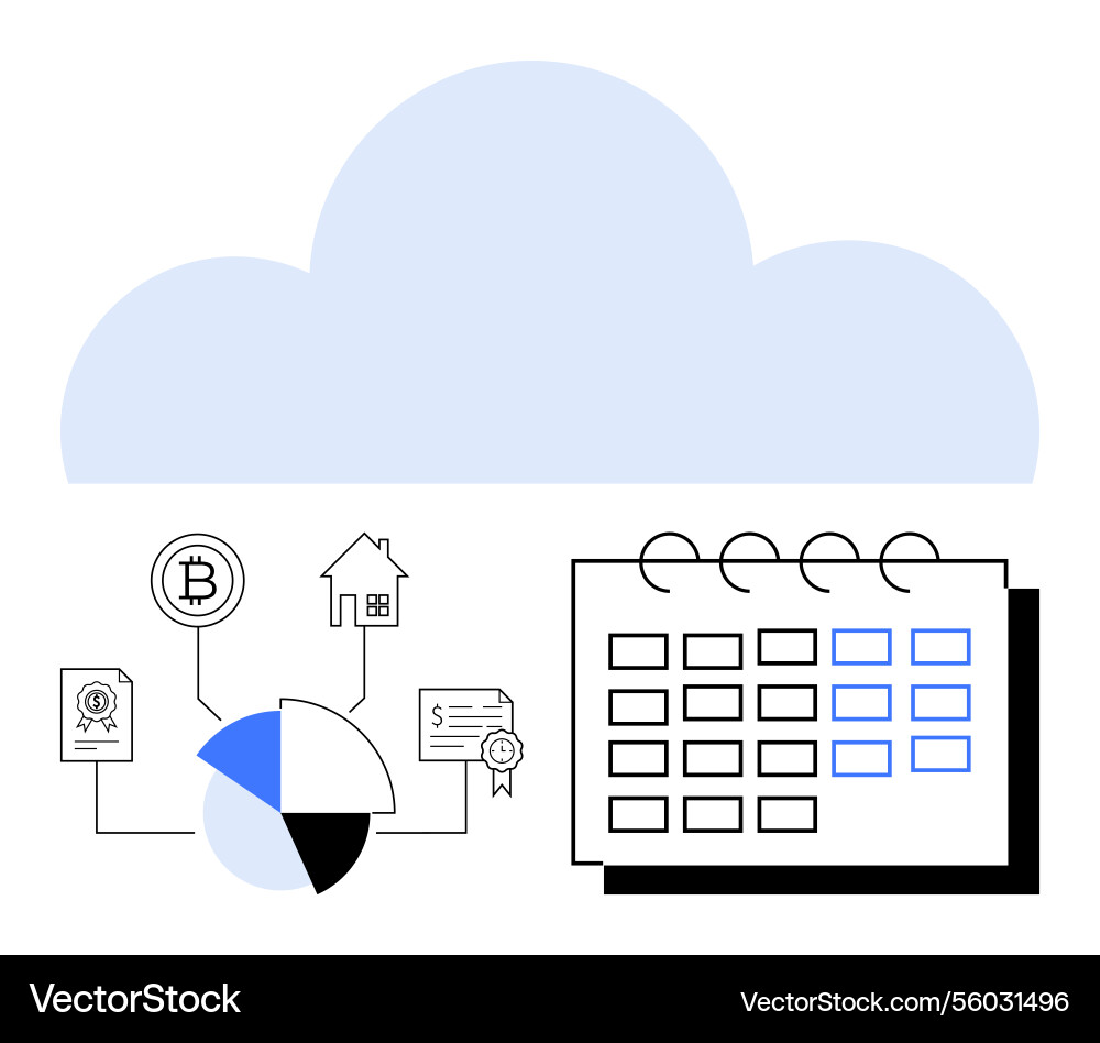 Cloud-based finance management connecting data Vector Image