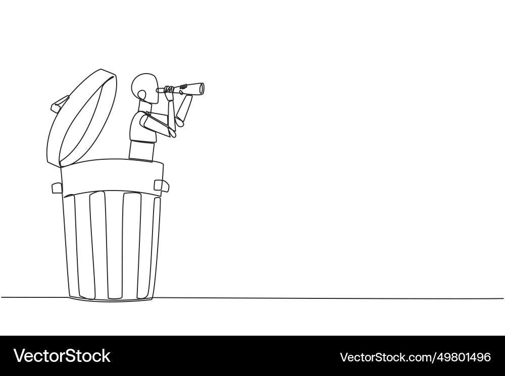 Continuous one line drawing a robot emerges from Continuous one line drawing a robot emerges from vector image