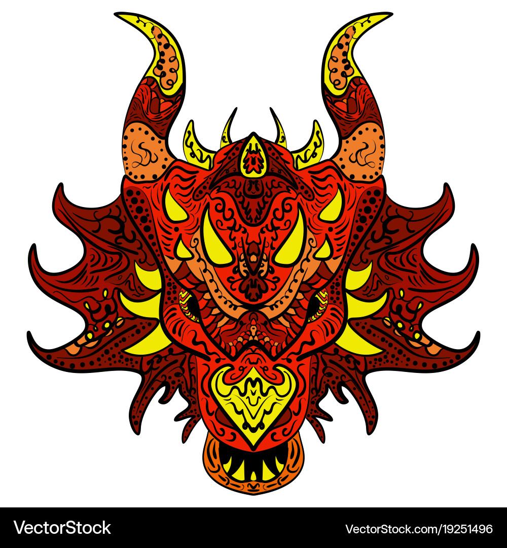 Dragon Head Doodle Vector Image