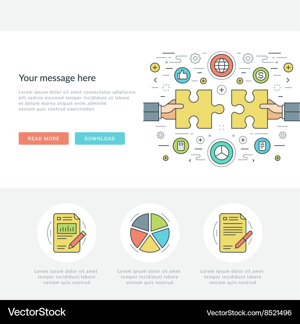 Flat line business concept web site header vector image