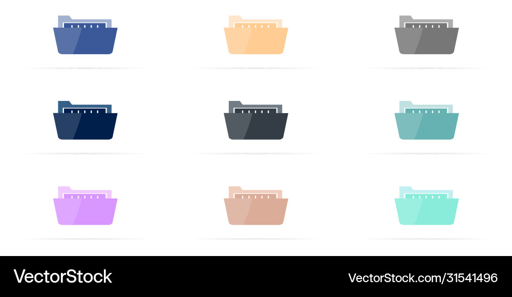 Folder icon set for documents or computer Folder icon set for documents or computer vector image