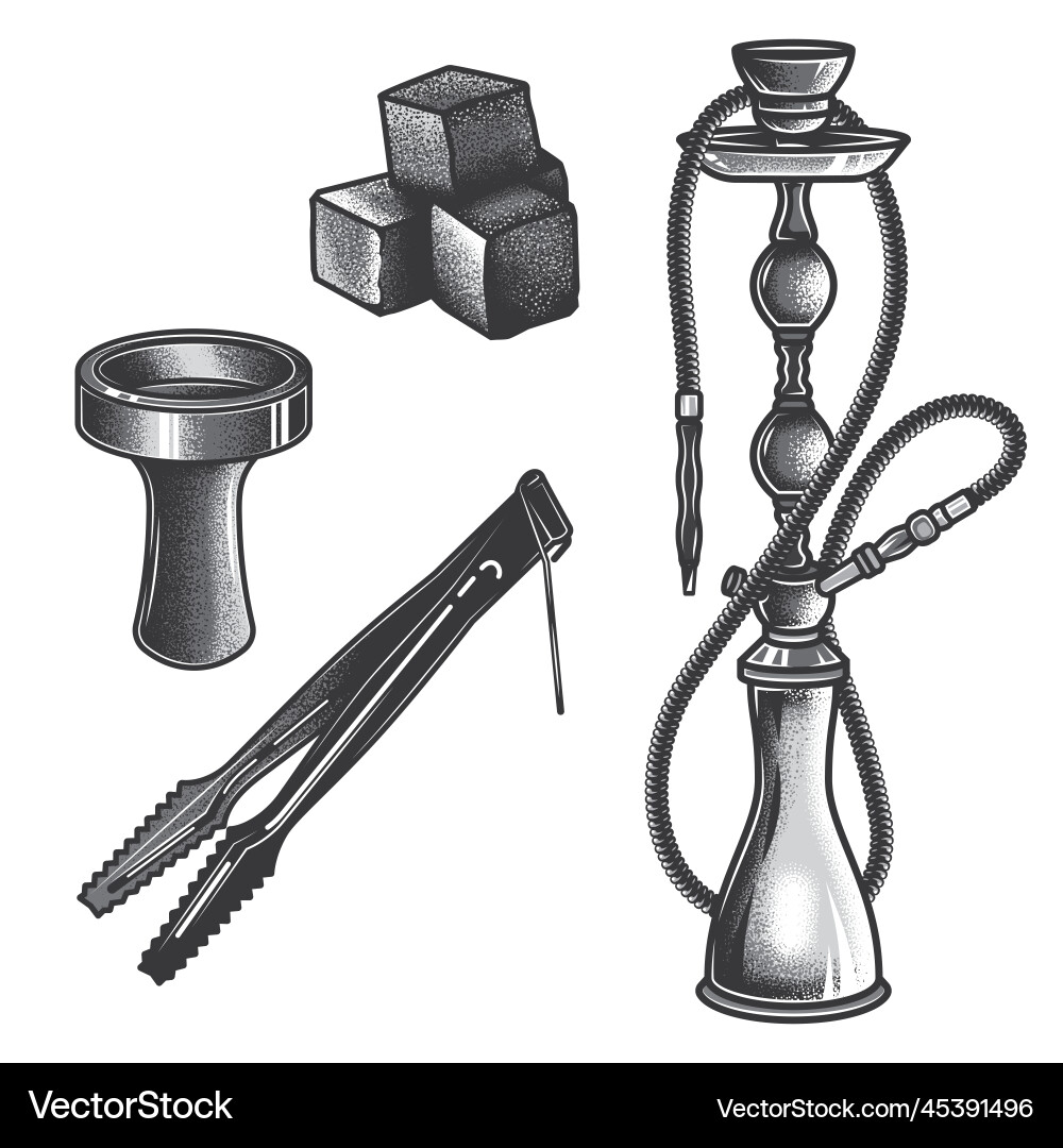 Hookah set in retro style Vector Image