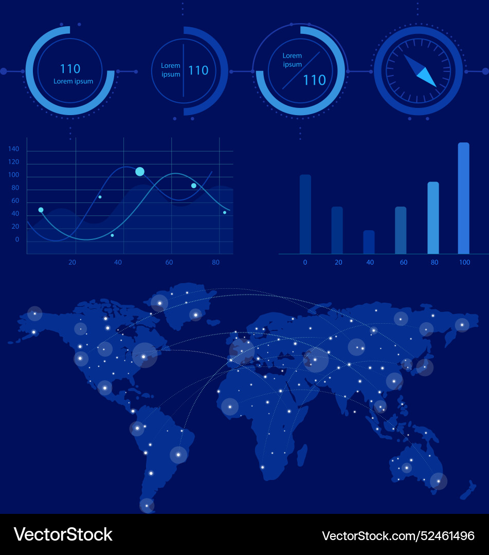 Infographic dashboard element collection Vector Image