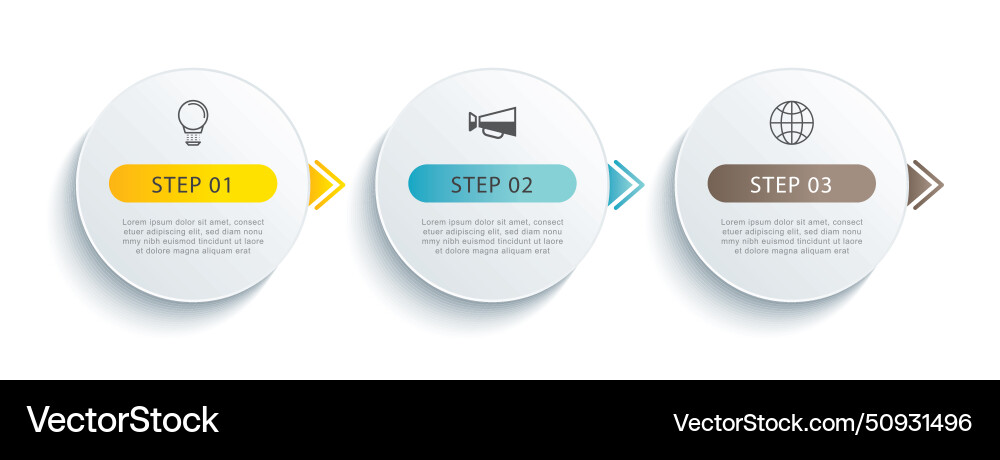 Infographics circle timeline with 3 number data vector image