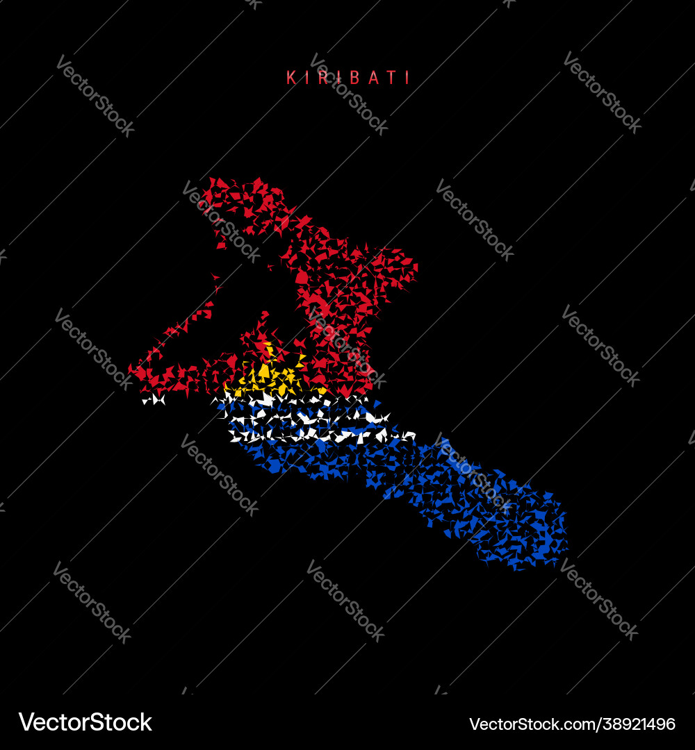 Kiribati flag map chaotic particles pattern Vector Image