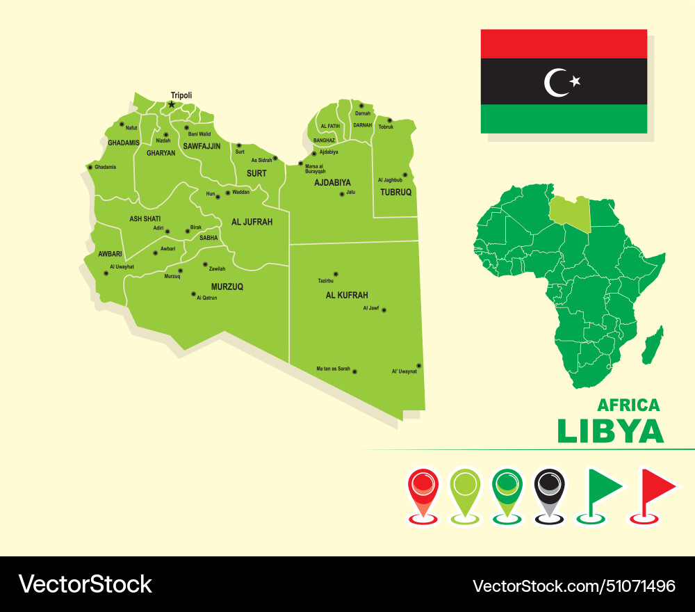 Libya Map with Flag vector image