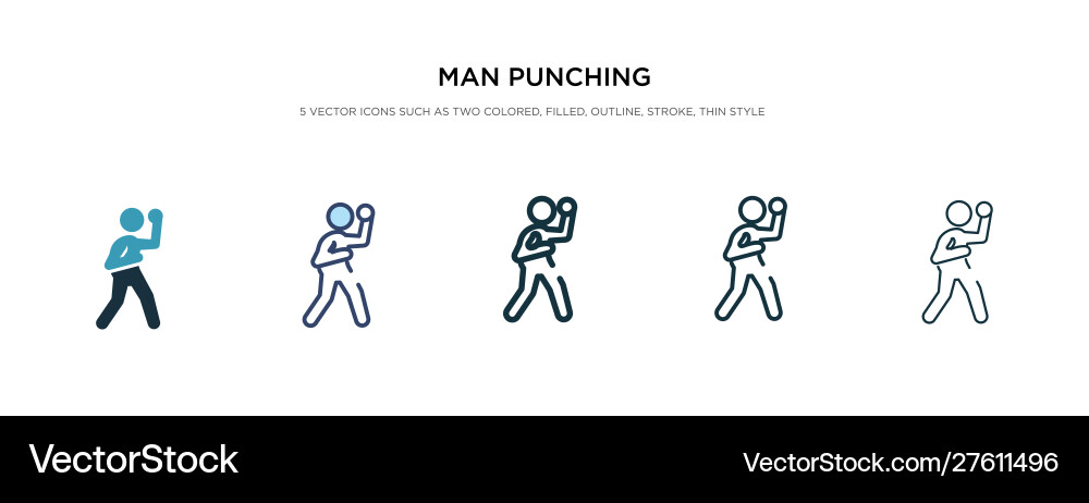 Man punching icon in different style two colored Man punching icon in different style two colored vector image