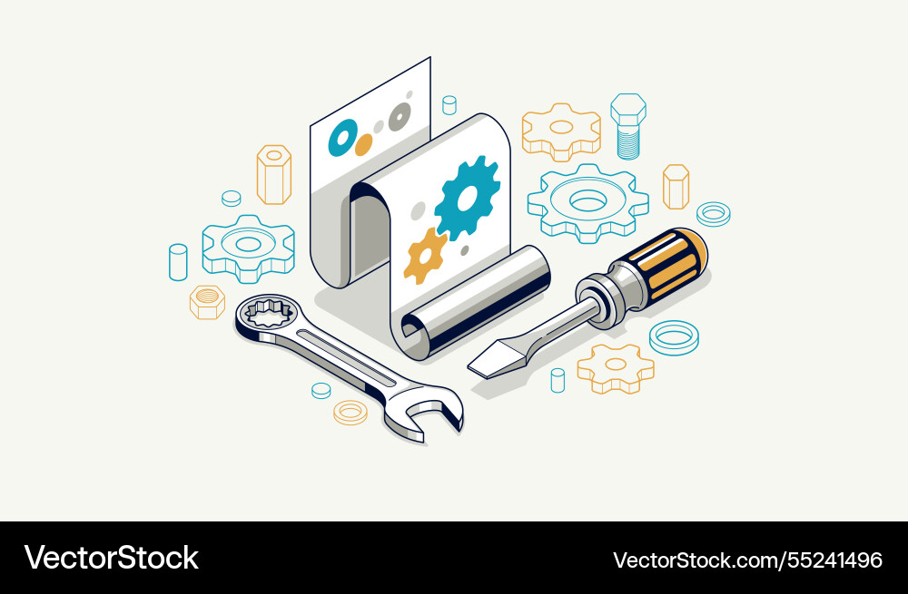 Mechanical engineering project in embodiment Mechanical engineering project in embodiment vector image