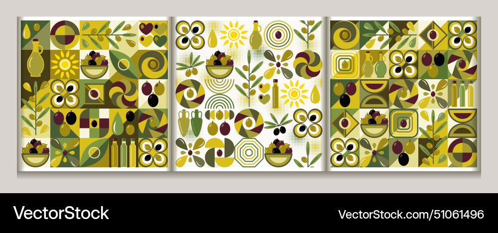 Olive Geometric Patterns Vector Image