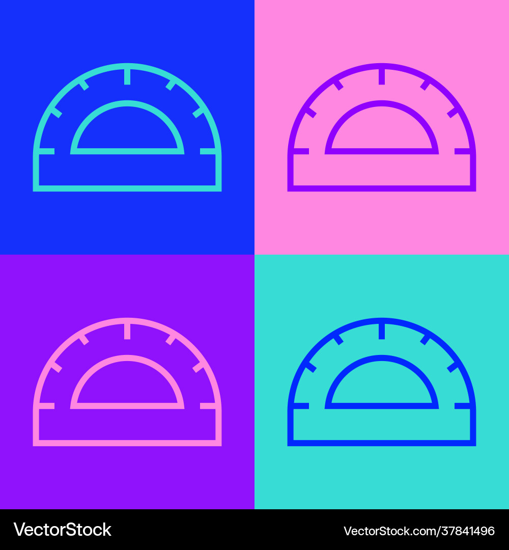 Pop art line protractor grid for measuring degrees Pop art line protractor grid for measuring degrees vector image