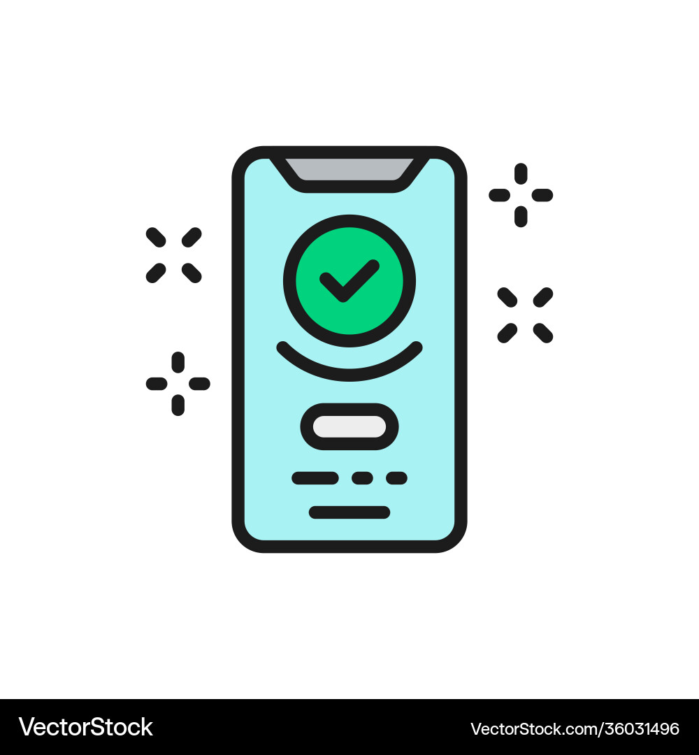Smartphone display with successful checkmark Smartphone display with successful checkmark vector image