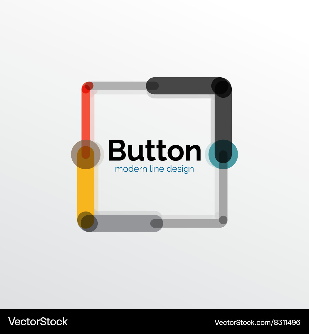 Thin line design geometric button flat vector image