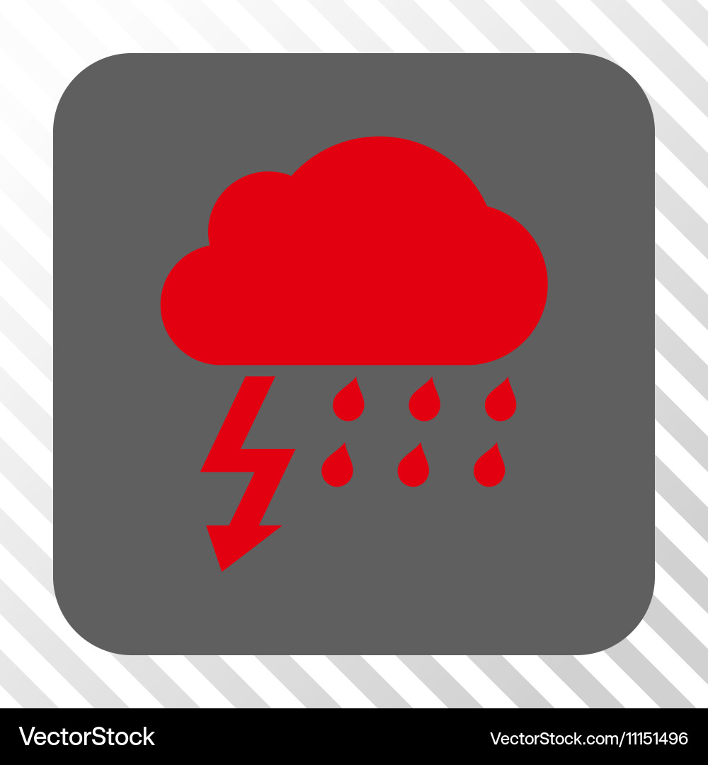 Thunderstorm rounded square button vector image