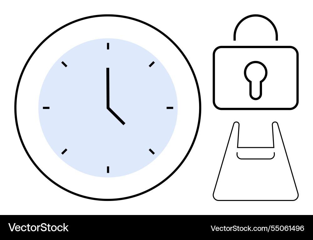 Time management and security clock padlock Time management and security clock padlock vector image