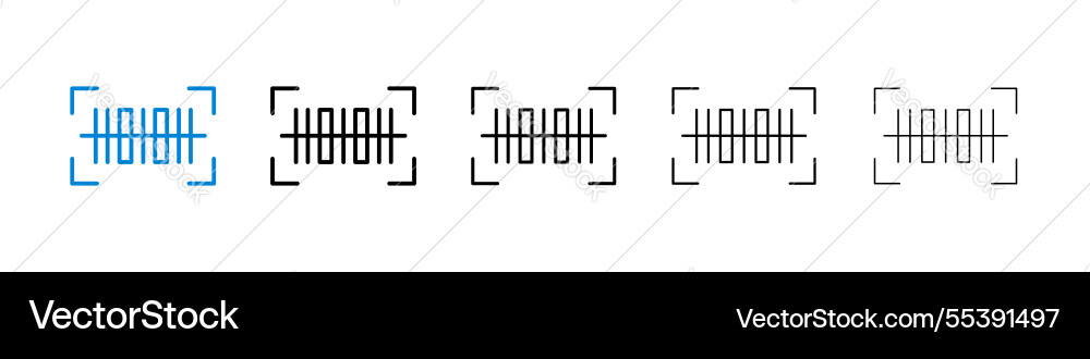 Barcode read icons in five different stroke sizes vector image