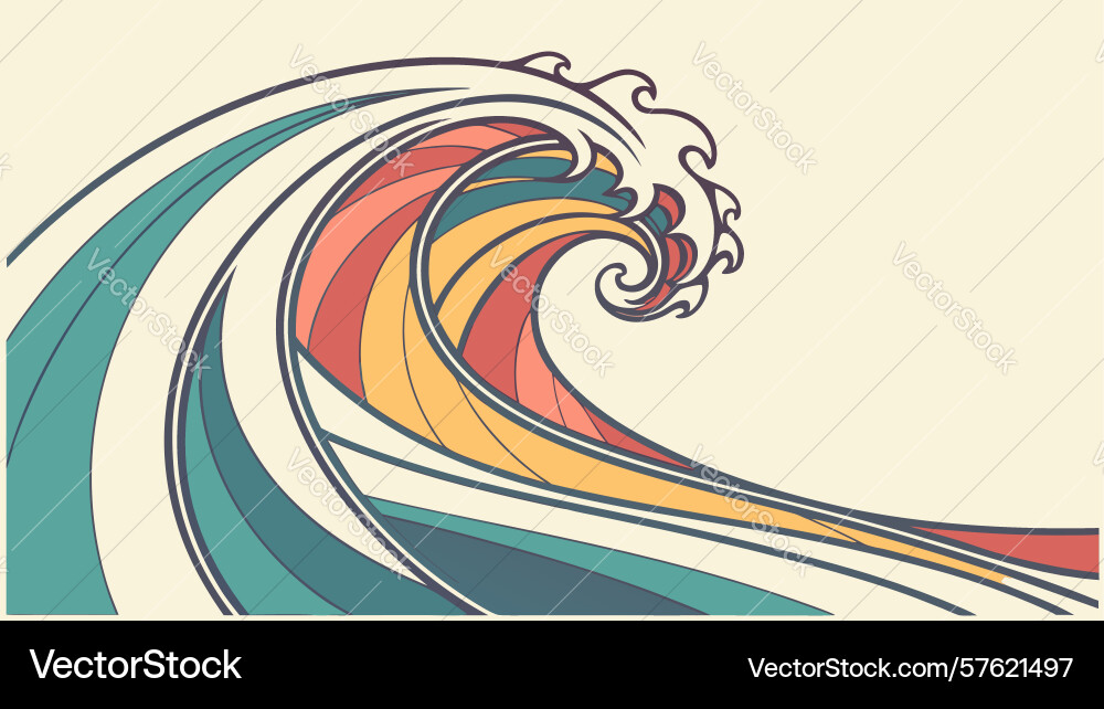 Bold abstract wave with dynamic curves design Vector Image