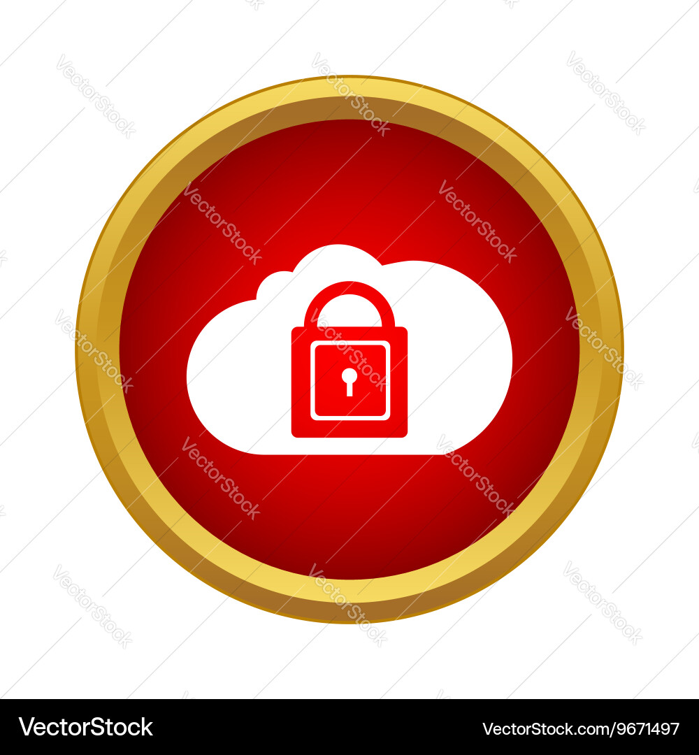 Cloud with closed padlock icon in simple style vector image