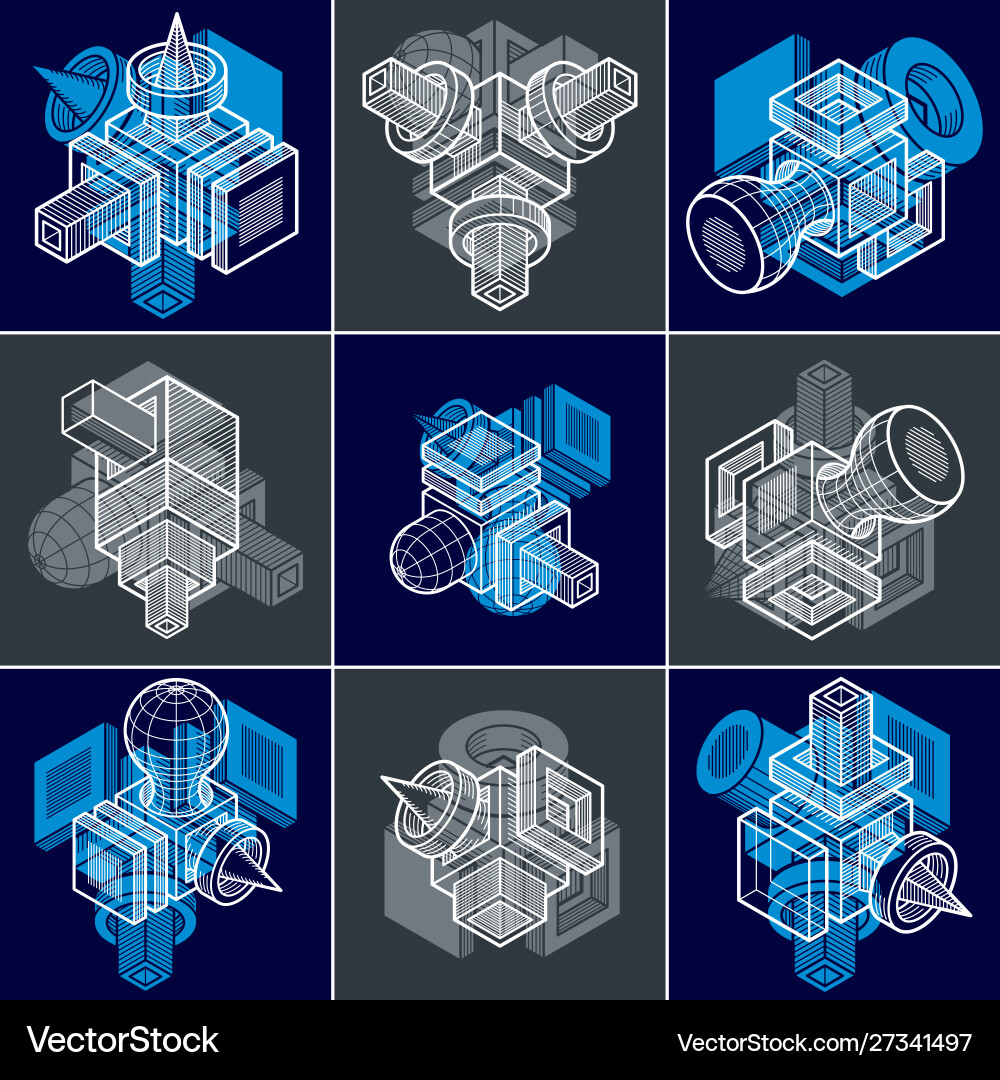 Collection abstract different dimensional Collection abstract different dimensional Vector Image