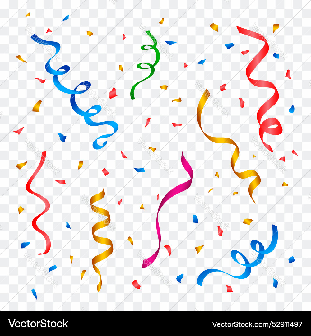 Colorful falling confetti with serpentine ribbons Colorful falling confetti with serpentine ribbons vector image
