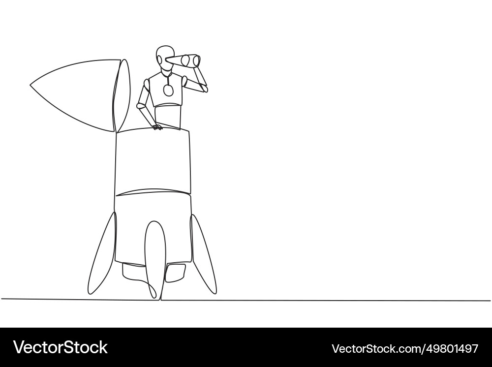Continuous one line drawing a smart robot appears Vector Image