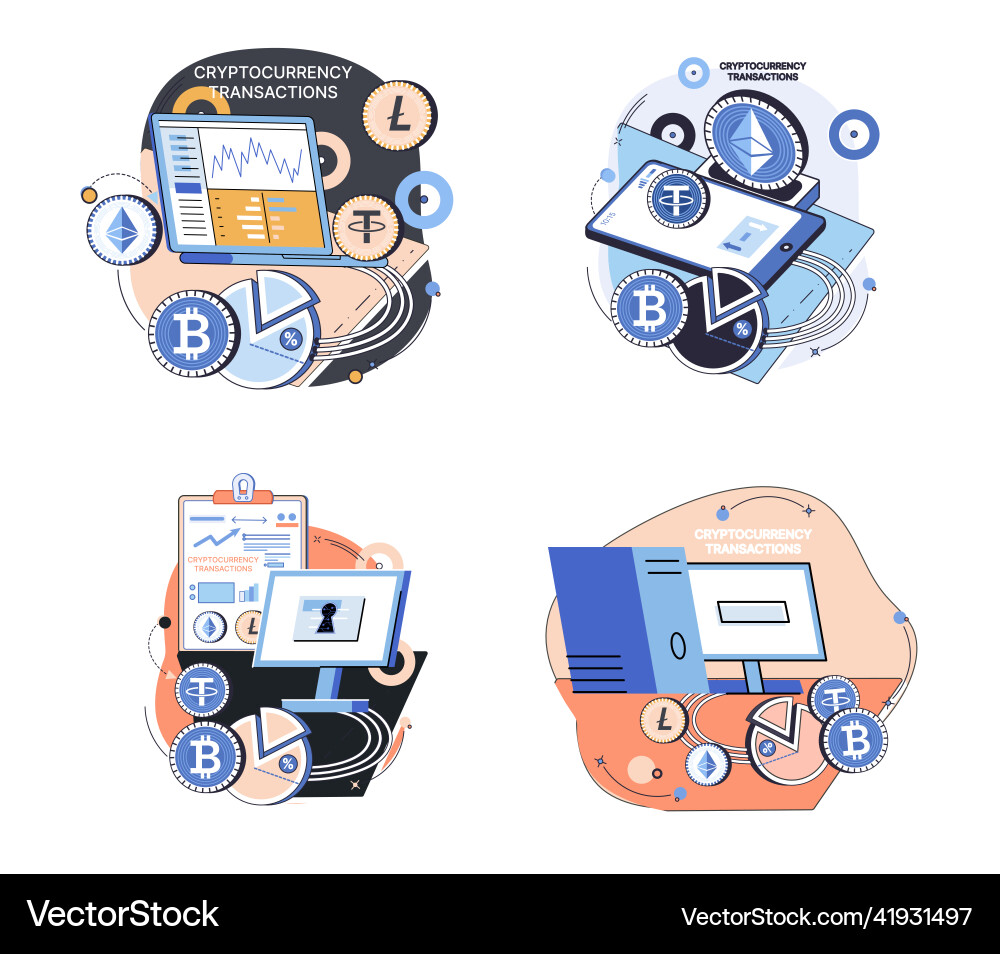 Cryptocurrency exchange platform and blockchain Cryptocurrency exchange platform and blockchain vector image