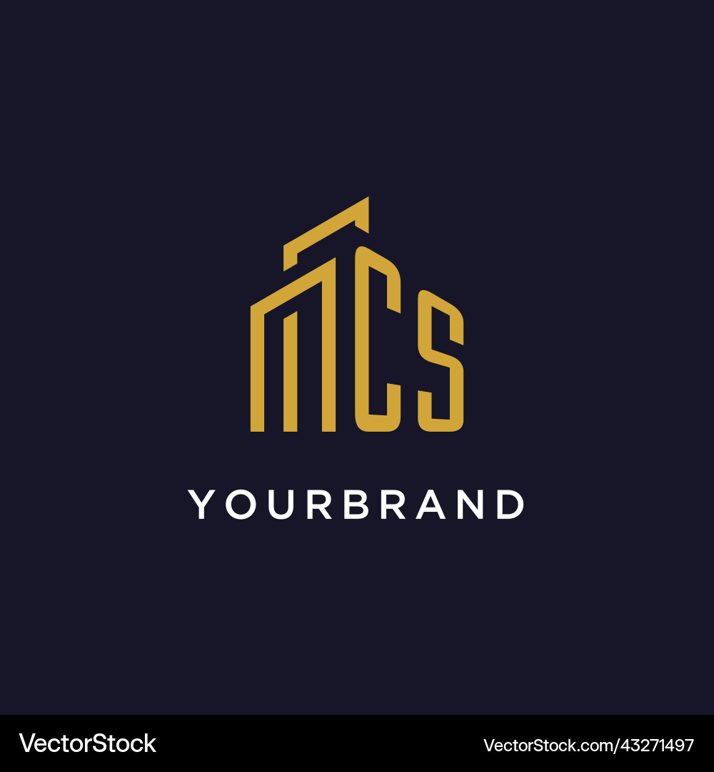 Cs initial monogram with building logo design vector image