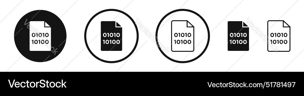 File binary line icon set vector image
