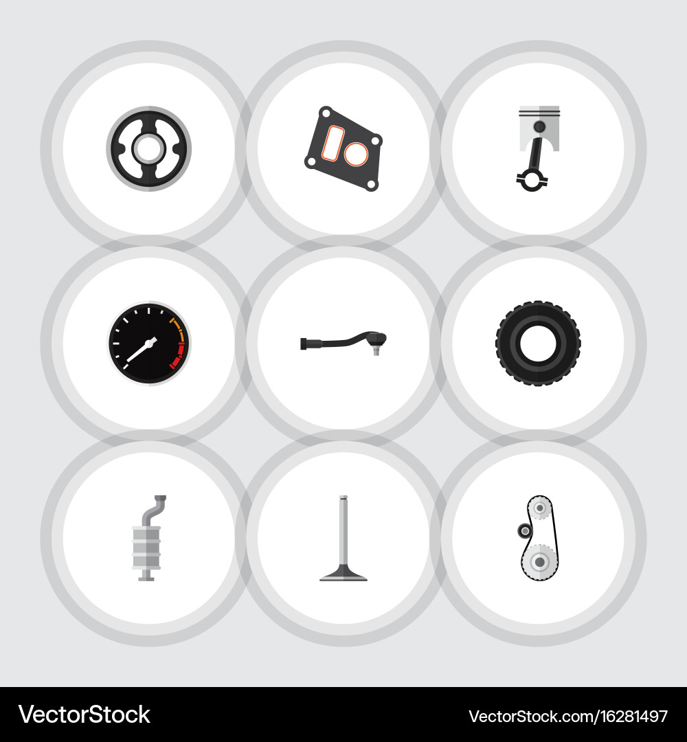 Flat icon auto set of input technology silencer vector image