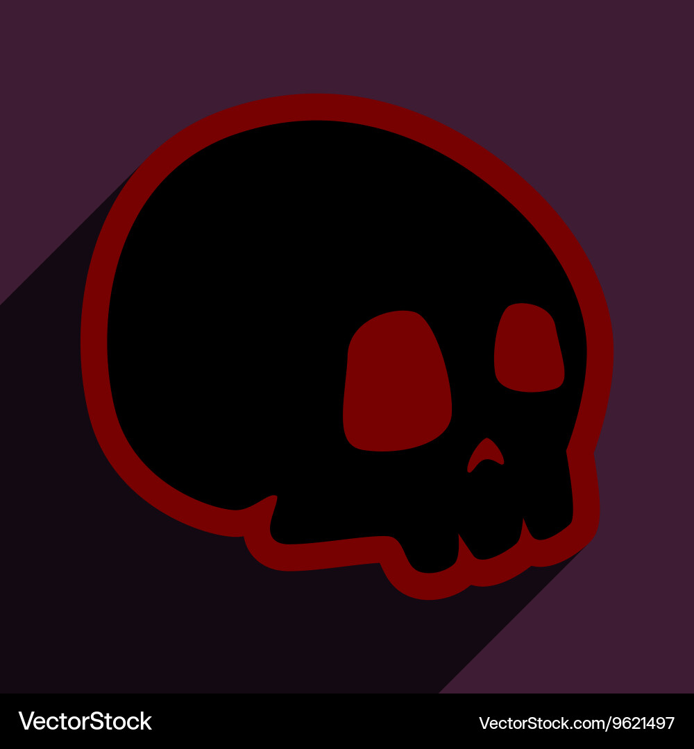 Flat with shadow icon and mobile application skull vector image